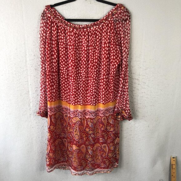 Paul Ropp Dress Womens Size 3 Red White Polka Dot Paisley Boho Rayon Indonesia - Picture 1 of 16